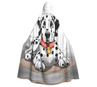 WDXQHY Cartoon Dalmatian Halloween Hooded Cloak Full Print Polyester Costume Cape for Cosplay Parties Masquerades Comic Cons Lightweight Comfortable No-Itch Fabric with Tie Closure