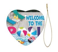 WDXQHY Christmas Ceramic Heart Ornament Decorative Hanging Heart Pendant for Home & Store Decor Ideal for Christmas Holiday and Festive Decoration Includes Gold Cord