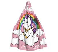 WDXQHY Clouds rainbow little white horse Adult Halloween Cloak with Hood Comfortable Elastic Party Cape Perfect for Costumes Cosplay Halloween Parties Hooded Cloak