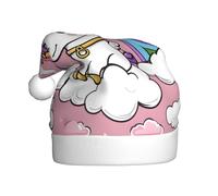 WDXQHY Clouds rainbow little white horse Adult Plush Christmas Hat Festive Holiday Decoration and Party Accessory Christmas hat for Adult Holiday party decorations hat