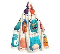 WDXQHY Colorful Cartoon Monsters Adult Halloween Cloak with Hood Comfortable Elastic Party Cape Perfect for Costumes Cosplay Halloween Parties Hooded Cloak