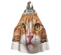 WDXQHY Crown tabby cat Adult Halloween Cloak with Hood Comfortable Elastic Party Cape Perfect for Costumes Cosplay Halloween Parties Hooded Cloak