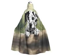 WDXQHY Cute Dalmatian Halloween Hooded Cloak Full Print Polyester Costume Cape for Cosplay Parties Masquerades Comic Cons Lightweight Comfortable No-Itch Fabric with Tie Closure