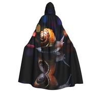 WDXQHY Cute snail Halloween Hooded Cloak Full Print Polyester Costume Cape for Cosplay Parties Masquerades Comic Cons Lightweight Comfortable No-Itch Fabric with Tie Closure