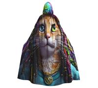 WDXQHY Dioptera tabby cat Adult Halloween Cloak with Hood Comfortable Elastic Party Cape Perfect for Costumes Cosplay Halloween Parties Hooded Cloak