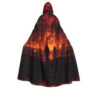 WDXQHY Firemen go to the fire Halloween Hooded Cloak Full Print Polyester Costume Cape for Cosplay Parties Masquerades Comic Cons Lightweight Comfortable No-Itch Fabric with Tie Closure