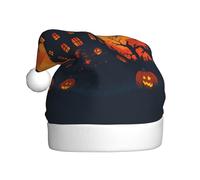 WDXQHY Full Moon and Haunted House Adult Plush Christmas Hat Festive Holiday Decoration and Party Accessory Christmas hat for Adult Holiday party decorations hat