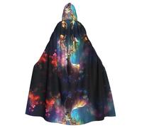 WDXQHY Glowing elk antlers Halloween Hooded Cloak Full Print Polyester Costume Cape for Cosplay Parties Masquerades Comic Cons Lightweight Comfortable No-Itch Fabric with Tie Closure
