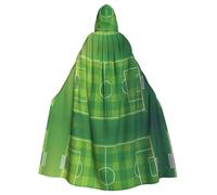 WDXQHY Green football field Halloween Hooded Cloak Full Print Polyester Costume Cape for Cosplay Parties Masquerades Comic Cons Lightweight Comfortable No-Itch Fabric with Tie Closure