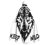 WDXQHY Keep the Wolf wild Adult Halloween Cloak with Hood Comfortable Elastic Party Cape Perfect for Costumes Cosplay Halloween Parties Hooded Cloak