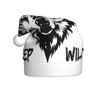 WDXQHY Keep the Wolf wild Adult Plush Christmas Hat Festive Holiday Decoration and Party Accessory Christmas hat for Adult Holiday party decorations hat