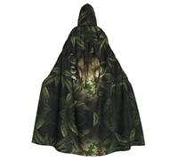 WDXQHY Lion in the jungle Halloween Hooded Cloak Full Print Polyester Costume Cape for Cosplay Parties Masquerades Comic Cons Lightweight Comfortable No-Itch Fabric with Tie Closure