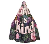 WDXQHY Love is Kindness Adult Halloween Cloak with Hood Comfortable Elastic Party Cape Perfect for Costumes Cosplay Halloween Parties Hooded Cloak