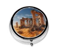 WDXQHY Mini Round Pill Box Compact and Portable Made with Electroplated Iron Eco-Friendly Travel Organizer for Medication Home Office or On-The-Go Use Convenient 3-Compartment Design