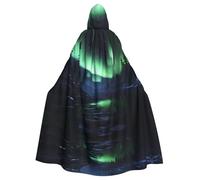 WDXQHY Northern Lights Halloween Hooded Cloak Full Print Polyester Costume Cape for Cosplay Parties Masquerades Comic Cons Lightweight Comfortable No-Itch Fabric with Tie Closure