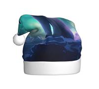 WDXQHY Northern Lights Polar Bear Adult Plush Christmas Hat Festive Holiday Decoration and Party Accessory Christmas hat for Adult Holiday party decorations hat