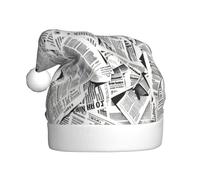WDXQHY Old newspaper Adult Plush Christmas Hat Festive Holiday Decoration and Party Accessory Christmas hat for Adult Holiday party decorations hat