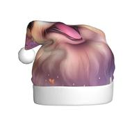 WDXQHY Pomeranian and flowers Adult Plush Christmas Hat Festive Holiday Decoration and Party Accessory Christmas hat for Adult Holiday party decorations hat