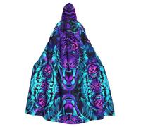 WDXQHY Roaring tiger Halloween Hooded Cloak Full Print Polyester Costume Cape for Cosplay Parties Masquerades Comic Cons Lightweight Comfortable No-Itch Fabric with Tie Closure
