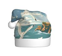WDXQHY seagull and the Lighthouse Adult Plush Christmas Hat Festive Holiday Decoration and Party Accessory Christmas hat for Adult Holiday party decorations hat