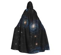 WDXQHY Shining Galaxy Halloween Hooded Cloak Full Print Polyester Costume Cape for Cosplay Parties Masquerades Comic Cons Lightweight Comfortable No-Itch Fabric with Tie Closure