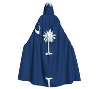 WDXQHY South Carolina Flag Halloween Hooded Cloak Full Print Polyester Costume Cape for Cosplay Parties Masquerades Comic Cons Lightweight Comfortable No-Itch Fabric with Tie Closure