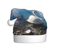 WDXQHY Swan by the lake Adult Plush Christmas Hat Festive Holiday Decoration and Party Accessory Christmas hat for Adult Holiday party decorations hat