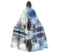 WDXQHY The ancient mammoth Halloween Hooded Cloak Full Print Polyester Costume Cape for Cosplay Parties Masquerades Comic Cons Lightweight Comfortable No-Itch Fabric with Tie Closure