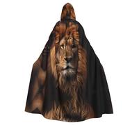 WDXQHY The Lion's Gaze Halloween Hooded Cloak Full Print Polyester Costume Cape for Cosplay Parties Masquerades Comic Cons Lightweight Comfortable No-Itch Fabric with Tie Closure