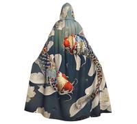 WDXQHY Two koi carp Adult Halloween Cloak with Hood Comfortable Elastic Party Cape Perfect for Costumes Cosplay Halloween Parties Hooded Cloak