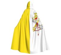 WDXQHY Vatican flag Halloween Hooded Cloak Full Print Polyester Costume Cape for Cosplay Parties Masquerades Comic Cons Lightweight Comfortable No-Itch Fabric with Tie Closure