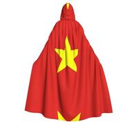 WDXQHY Vietnamese flag Halloween Hooded Cloak Full Print Polyester Costume Cape for Cosplay Parties Masquerades Comic Cons Lightweight Comfortable No-Itch Fabric with Tie Closure