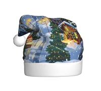 WDXQHY Village in the snow Adult Plush Christmas Hat Festive Holiday Decoration and Party Accessory Christmas hat for Adult Holiday party decorations hat