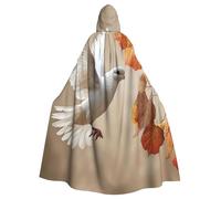 WDXQHY White Pigeon in Flight with Vibrant Autumn Leaves Adult Halloween Cloak with Hood Comfortable Elastic Party Cape Perfect for Costumes Cosplay Halloween Parties Hooded Cloak