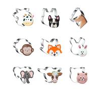WDYJMALL Animal Cookie Cutters 9-Pc Set - Dairy Cow Dog Horse Monkey Fox Rabbit Bunny Elephant Bull Cat - C