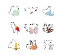 WDYJMALL Animal Cookie Cutters 9-Pc Set - Owl Pigeon Bird Parrot Butterfly Squirrel Bee Sloth Koala - D