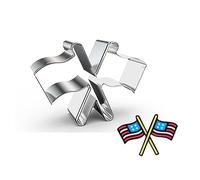 WDYJMALL Crossed American Flags Checkered Flags Shape Cookie Cutter