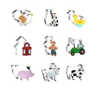 WDYJMALL Farm Cookie Cutters 9-Pc Set - Rooster Chicken Milk Bottle Duck Barn Farm House Scarecrow Tractor Pig Sheep Lamb Goat Cow - A