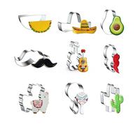 WDYJMALL Mexican Cinco de Mayo Cookie Cutters 9-Pc Set - Taco Watermelon Sombrero Hat Avocado Mustache Violin Pepper Sheep Lamb Maraca Cactus - B