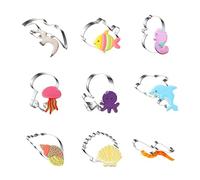 WDYJMALL Ocean Creature Animal Cookie Cutters 9-Pc Set - Seagull Bird Pomfret Fish Seahorse Jellyfish Octopus Dolphin Conch Seashell Sea Snake - C