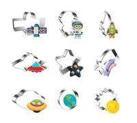 WDYJMALL Space Cookie Cutters 9-Pc Set - Satellite Astronaut Space Shuttle Rocket Spaceship Star Meteor UFO Round Planet Sun - C