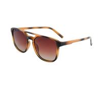 WDZAYXC Lightweight Polarised Round Double Bridge Sunglasses Unisex, Turtle/Gradient Brown, One Size