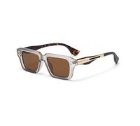 WDZAYXC Rectangular Sunglasses for Men and Women - Retro Style Glasses with UV400 Protection, Lightweight Metal and PC Frame for Everyday and Street Style, Transparent Grey/Brown, One Size