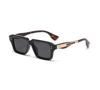 WDZAYXC Rectangular Sunglasses for Men and Women - Retro Style Glasses with UV400 Protection, Lightweight Metal and PC Frame for Everyday and Street Style, Tortoiseshell Brown/Grey, One Size