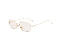 WDZAYXC Vintage Hexagonal Sunglasses with Metal Frame, champagne, One Size