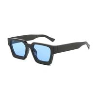 WDZAYXC Vintage Rectangular Sunglasses for Women Men Chunky Rectangle Sunglasses Retro Glasses UV400 Protection, black blue