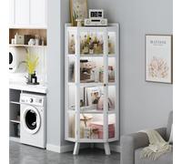 WDZDMYL Clear Display Case,Showcase Display Cabinet,Glass Display Cabinet,Curio Cabinets,Tall Bookshelf Bookcase with Glass Doors,Storage Cabinet,Large Display Cabinet with Doors white Five