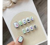 WDZDS 10pcs Mahjong Nail Art False Nails Press On Nails Full Cover False Nails For Women And Girls Daily Decoration