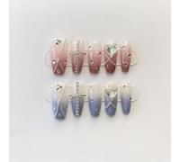 WDZDS 10pcs Pure handmade pattern False Nails Press On Nails Full Cover False Nails For Women And Girls Daily Decoration