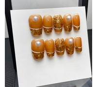 WDZDS 10pcs Pure handmade pattern False Nails Press On Nails Full Cover False Nails For Women And Girls Daily Decoration
